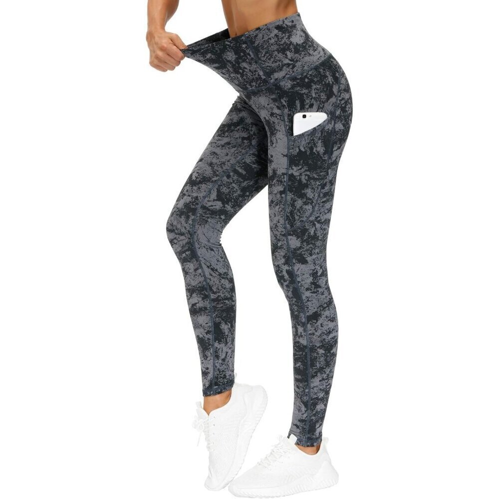🆕Women Grey Thick High Waist Pants with Pockets Tummy Control Yoga Leggings